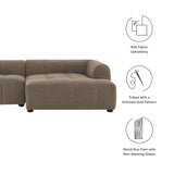 Liana Mocha Right-Facing Upholstered Fabric Modular Sofa with Chaise - Ornate Home