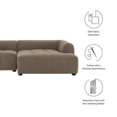 Liana Mocha Right-Facing Upholstered Fabric Modular Sofa with Chaise - Ornate Home