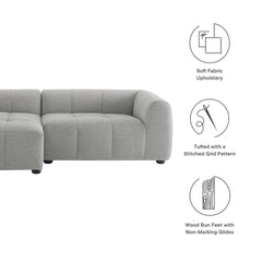 Liana Pewter Left-Facing Upholstered Fabric Modular Sofa with Chaise - Ornate Home