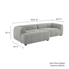 Liana Pewter Left-Facing Upholstered Fabric Modular Sofa with Chaise - Ornate Home