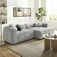 Liana Pewter Right-Facing Upholstered Fabric Modular Sofa with Chaise - Ornate Home