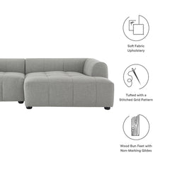 Liana Pewter Right-Facing Upholstered Fabric Modular Sofa with Chaise - Ornate Home
