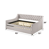 Lianna Fog Fabric Uph. Full Daybed w/Twin Trundle - Ornate Home