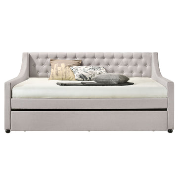 Lianna Fog Fabric Uph. Full Daybed w/Twin Trundle - Ornate Home