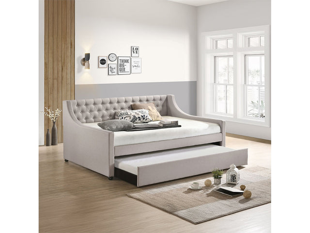 Lianna Fog Fabric Uph. Full Daybed w/Twin Trundle - Ornate Home