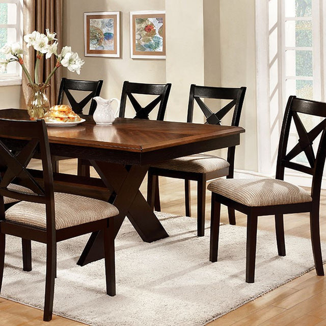 Liberta Dark Oak/Black/Beige Dining Table - Ornate Home