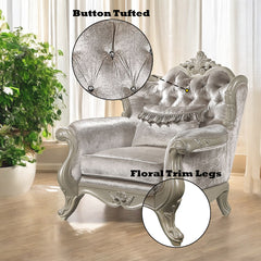 Libertee Beige & Champagne Chair w/Pillow - Ornate Home