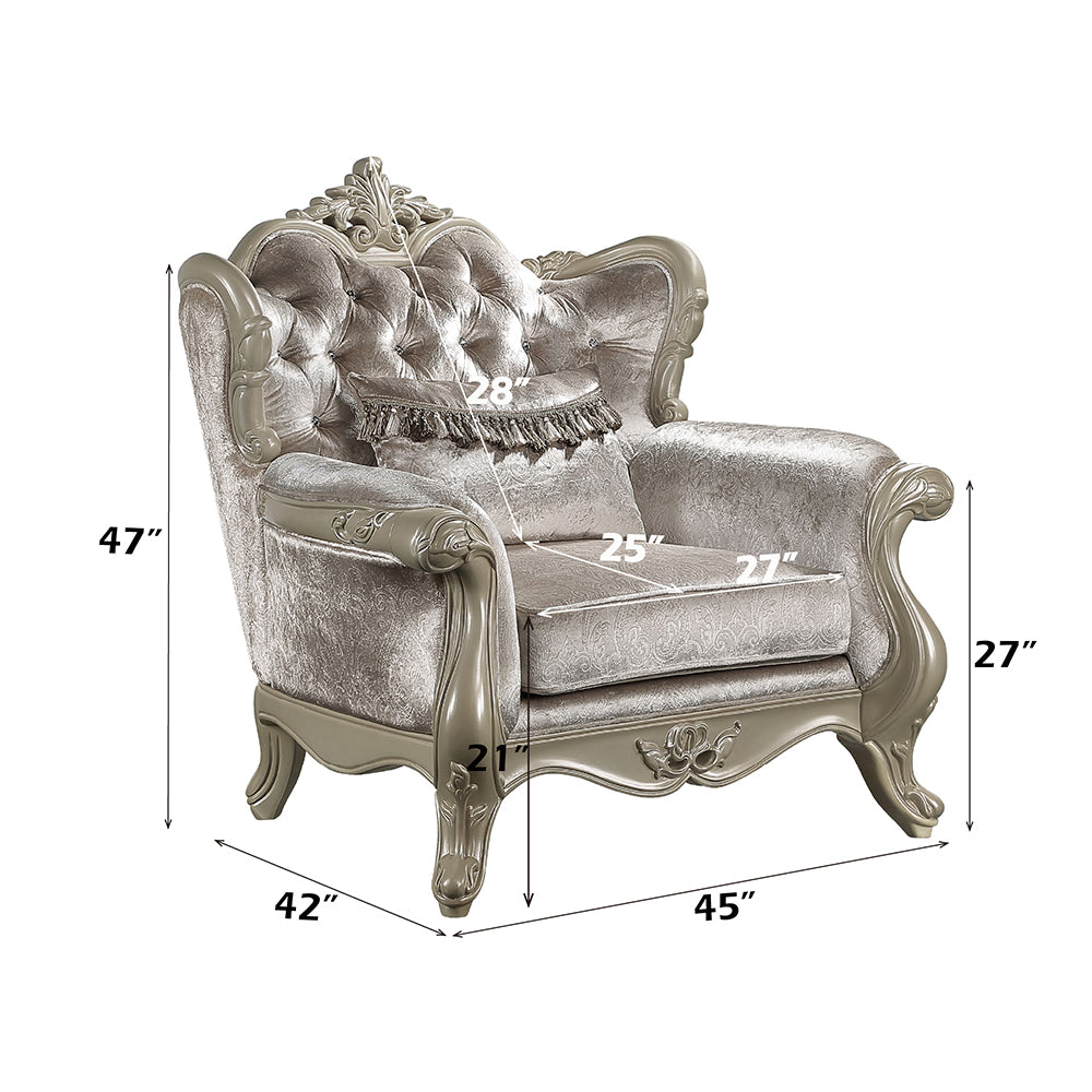 Libertee Beige & Champagne Chair w/Pillow - Ornate Home