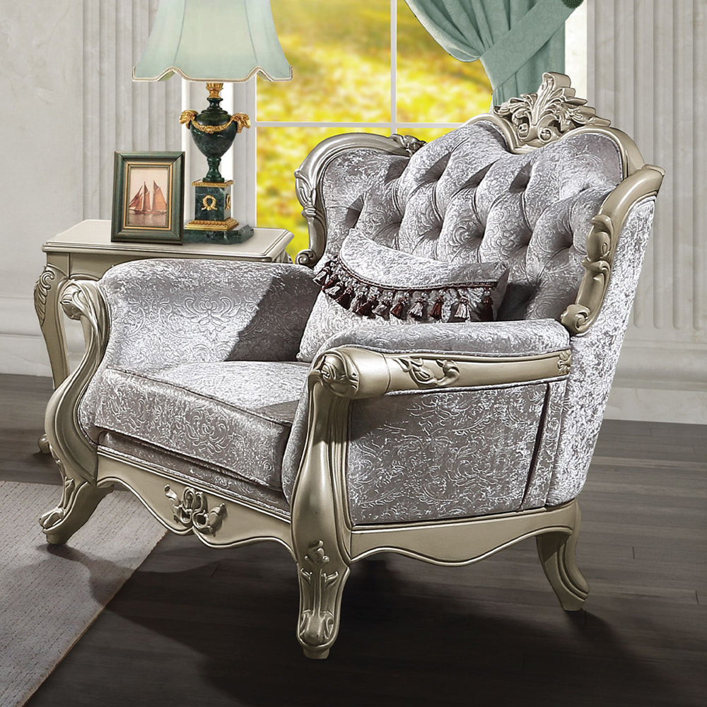 Libertee Beige & Champagne Chair w/Pillow - Ornate Home
