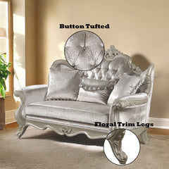 Libertee Beige & Champagne Loveseat w/3 Pillows - Ornate Home