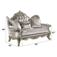 Libertee Beige & Champagne Loveseat w/3 Pillows - Ornate Home
