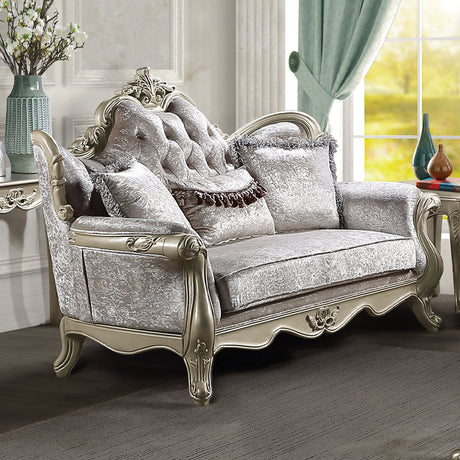 Libertee Beige & Champagne Loveseat w/3 Pillows - Ornate Home