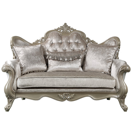 Libertee Beige & Champagne Loveseat w/3 Pillows - Ornate Home