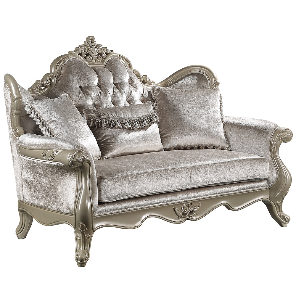 Libertee Beige & Champagne Loveseat w/3 Pillows - Ornate Home