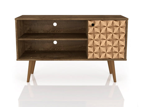 Liberty 42.52 TV Stand in Rustic Brown and 3D Brown Prints - Ornate Home