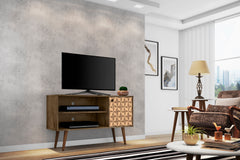 Liberty 42.52 TV Stand in Rustic Brown and 3D Brown Prints - Ornate Home