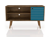 Liberty 42.52 TV Stand in Rustic Brown and Aqua Blue - Ornate Home