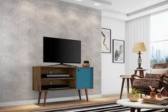 Liberty 42.52 TV Stand in Rustic Brown and Aqua Blue - Ornate Home