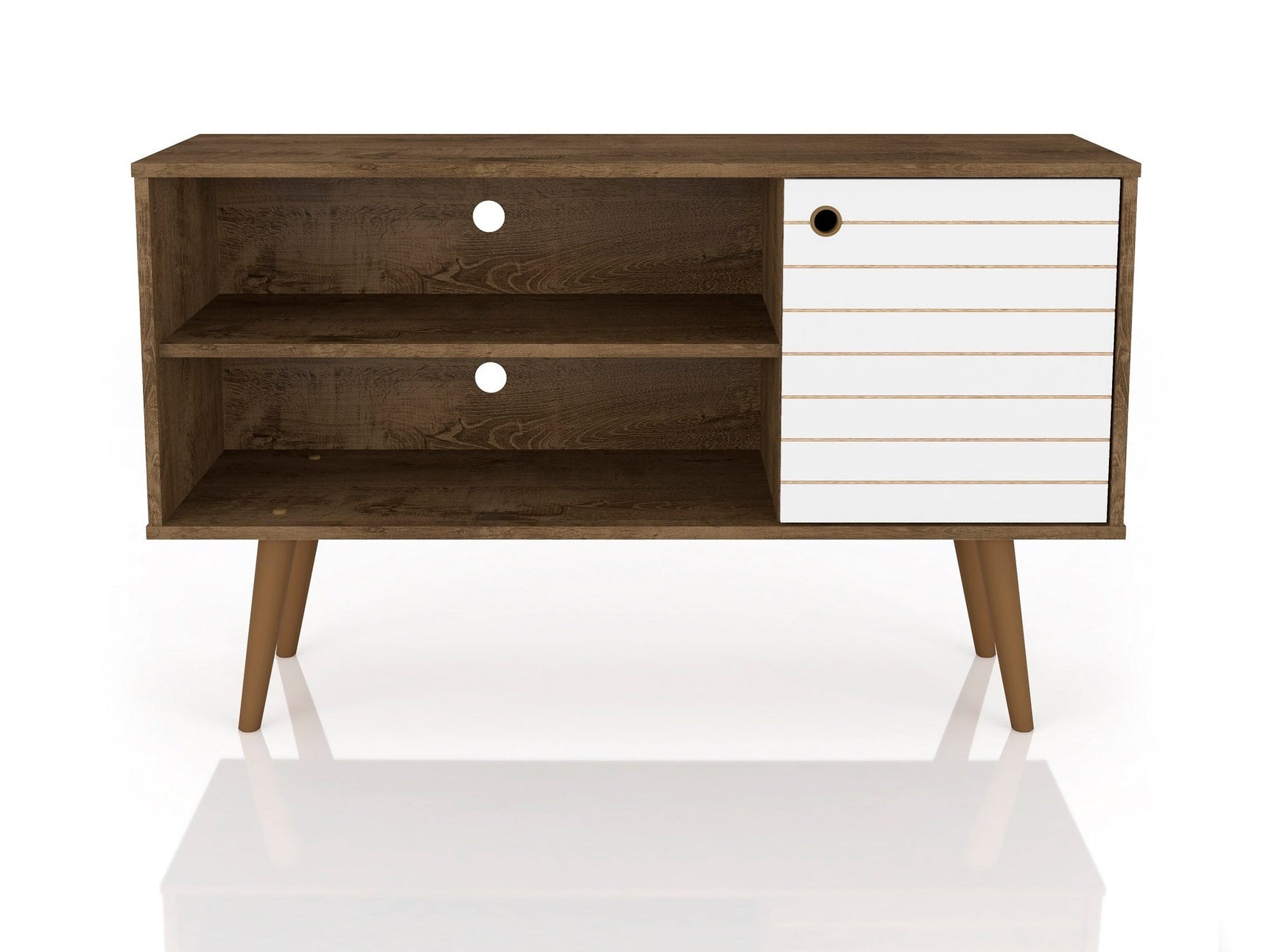 Liberty 42.52 TV Stand in Rustic Brown and White - Ornate Home