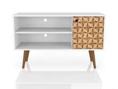 Liberty 42.52 TV Stand in White and 3D Brown Prints - Ornate Home