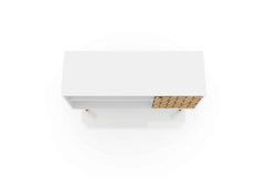 Liberty 42.52 TV Stand in White and 3D Brown Prints - Ornate Home