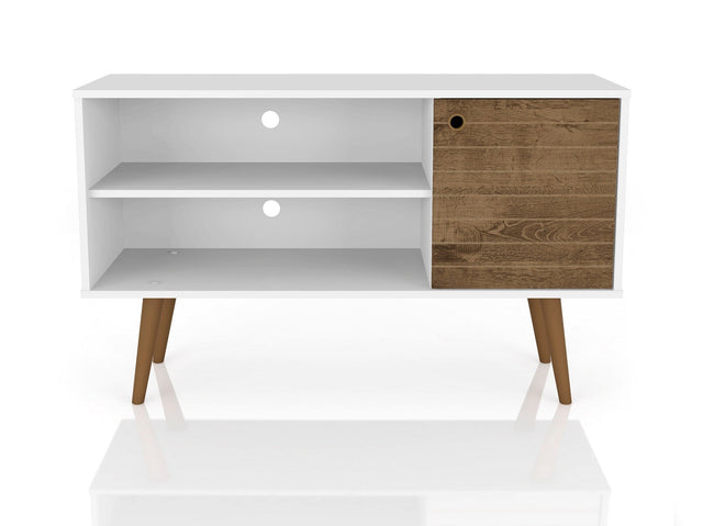 Liberty 42.52 TV Stand in White and Rustic Brown - Ornate Home