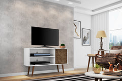 Liberty 42.52 TV Stand in White and Rustic Brown - Ornate Home