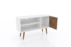 Liberty 42.52 TV Stand in White and Rustic Brown - Ornate Home