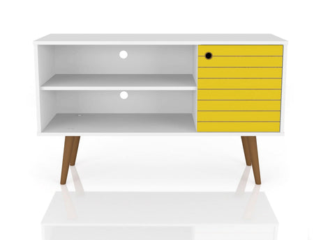 Liberty 42.52 TV Stand in White and Yellow - Ornate Home
