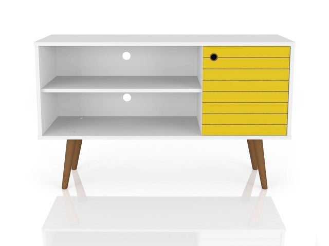 Liberty 42.52 TV Stand in White and Yellow - Ornate Home