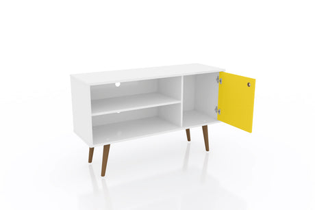Liberty 42.52 TV Stand in White and Yellow - Ornate Home