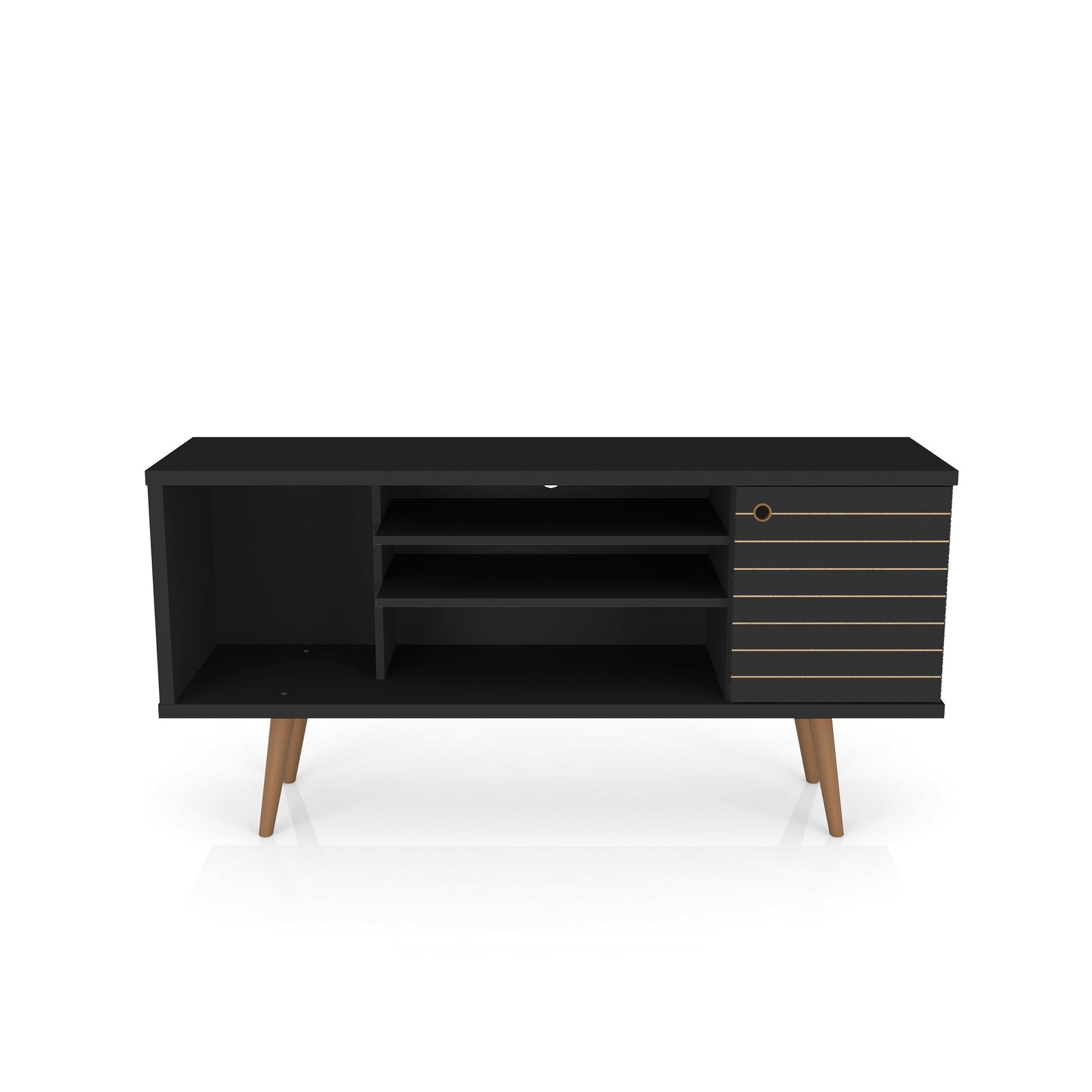 Liberty 53.14" Mid-Century Modern TV Stand in Black - Ornate Home
