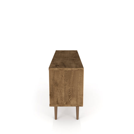 Liberty 53.14" Mid-Century Modern TV Stand in Rustic Brown and 3D Brown Prints - Ornate Home