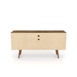 Liberty 53.14" Mid-Century Modern TV Stand in Rustic Brown and 3D Brown Prints - Ornate Home