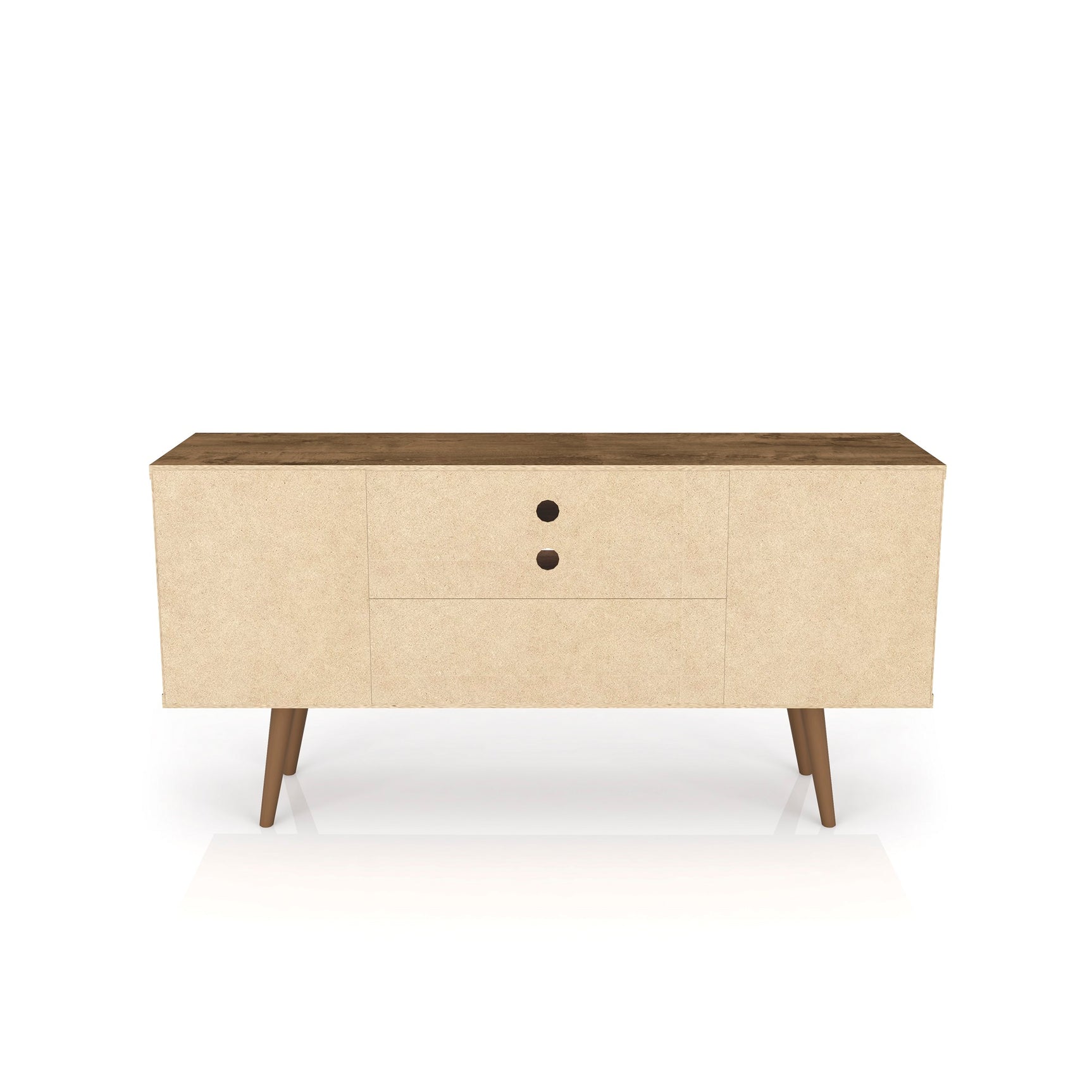 Liberty 53.14" Mid-Century Modern TV Stand in Rustic Brown and 3D Brown Prints - Ornate Home