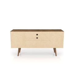 Liberty 53.14" Mid-Century Modern TV Stand in Rustic Brown and 3D Brown Prints - Ornate Home