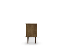 Liberty 53.14" Mid-Century Modern TV Stand in Rustic Brown and Aqua Blue - Ornate Home