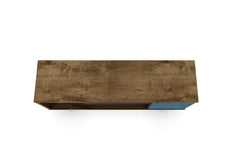 Liberty 53.14" Mid-Century Modern TV Stand in Rustic Brown and Aqua Blue - Ornate Home