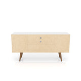 Liberty 53.14" Mid-Century Modern TV Stand in White and 3D Brown Prints - Ornate Home