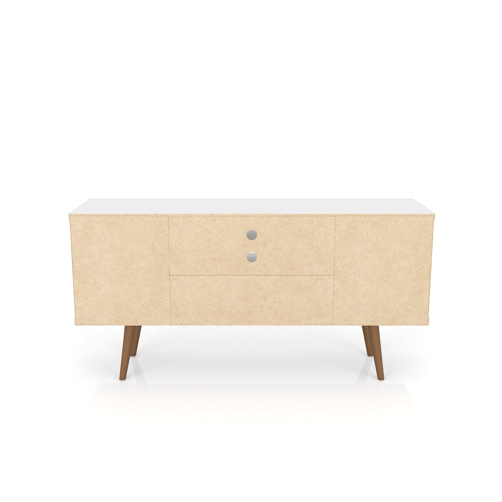 Liberty 53.14" Mid-Century Modern TV Stand in White and 3D Brown Prints - Ornate Home