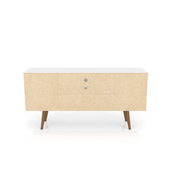 Liberty 53.14" Mid-Century Modern TV Stand in White and 3D Brown Prints - Ornate Home
