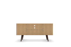 Liberty 53.14" Mid-Century Modern TV Stand in White and Rustic Brown - Ornate Home