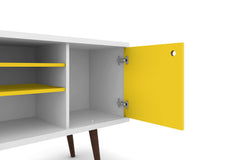 Liberty 53.14" Mid-Century Modern TV Stand in White and Yellow - Ornate Home