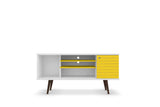 Liberty 53.14" Mid-Century Modern TV Stand in White and Yellow - Ornate Home