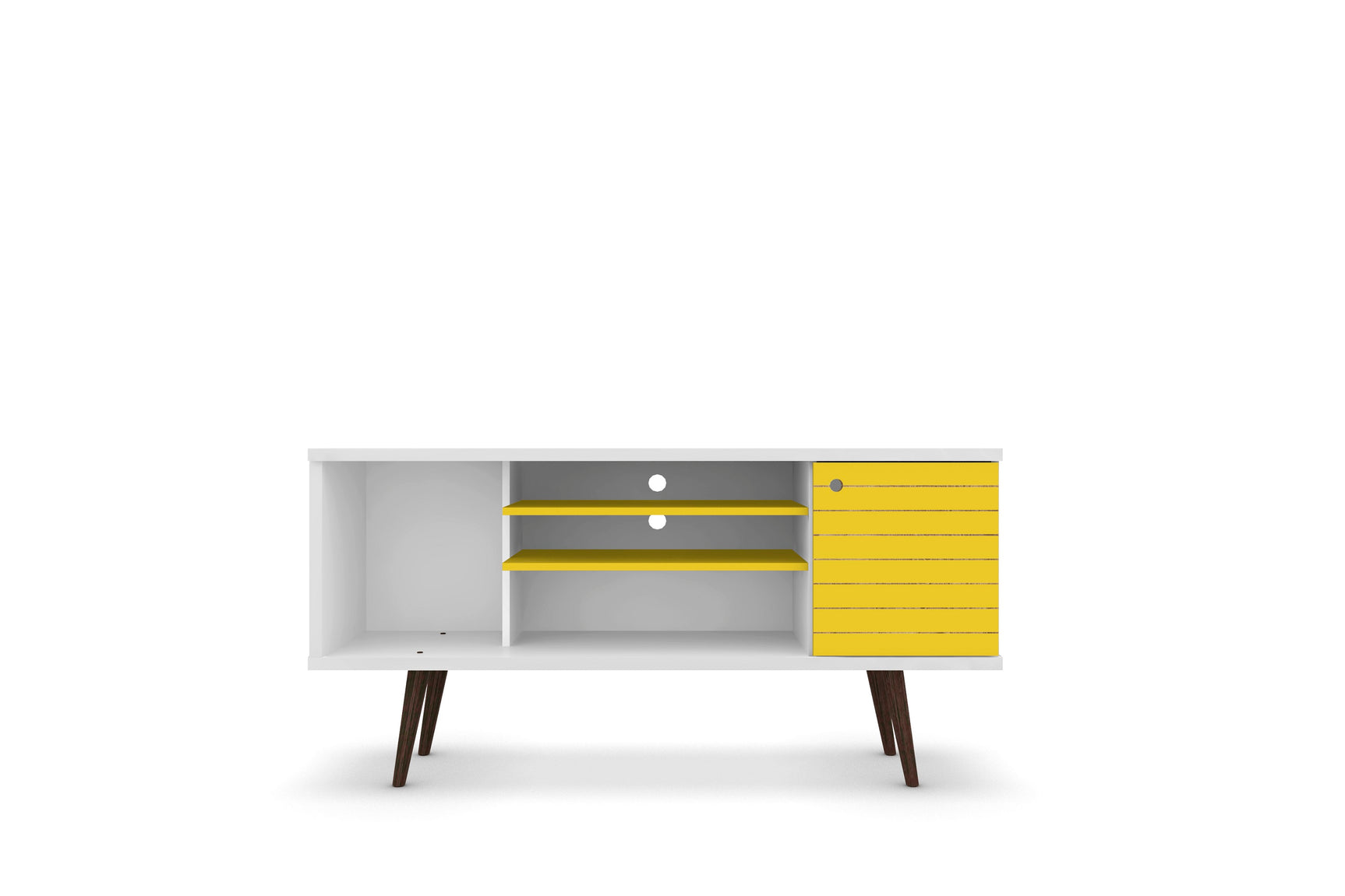 Liberty 53.14" Mid-Century Modern TV Stand in White and Yellow - Ornate Home