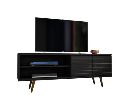 Liberty 62.99" Mid-Century Modern TV Stand in Black - Ornate Home