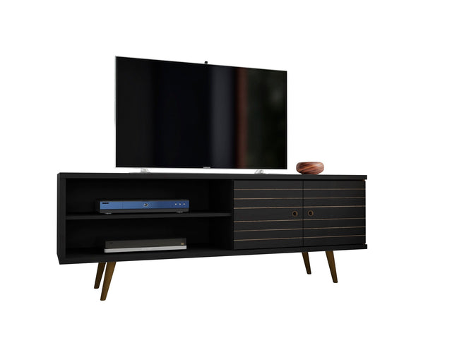 Liberty 62.99" Mid-Century Modern TV Stand in Black - Ornate Home