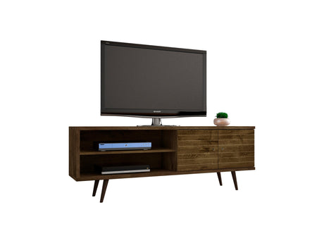 Liberty 62.99" Mid-Century Modern TV Stand in Rustic Brown - Ornate Home