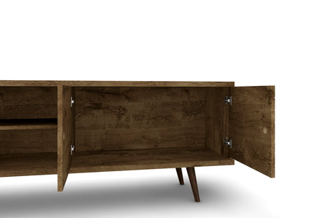 Liberty 62.99" Mid-Century Modern TV Stand in Rustic Brown - Ornate Home