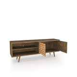 Liberty 62.99" Mid-Century Modern TV Stand in Rustic Brown and 3D Brown Prints - Ornate Home